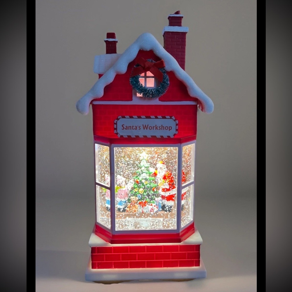 FESTIVE VOICE Lights Up Santa's Workshop Musical Snow Globe